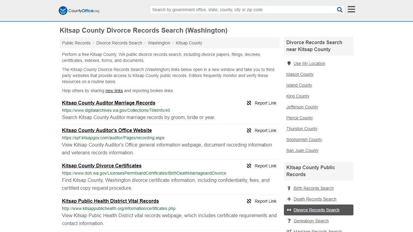 Kitsap County Divorce Records Search (Washington) - County Office