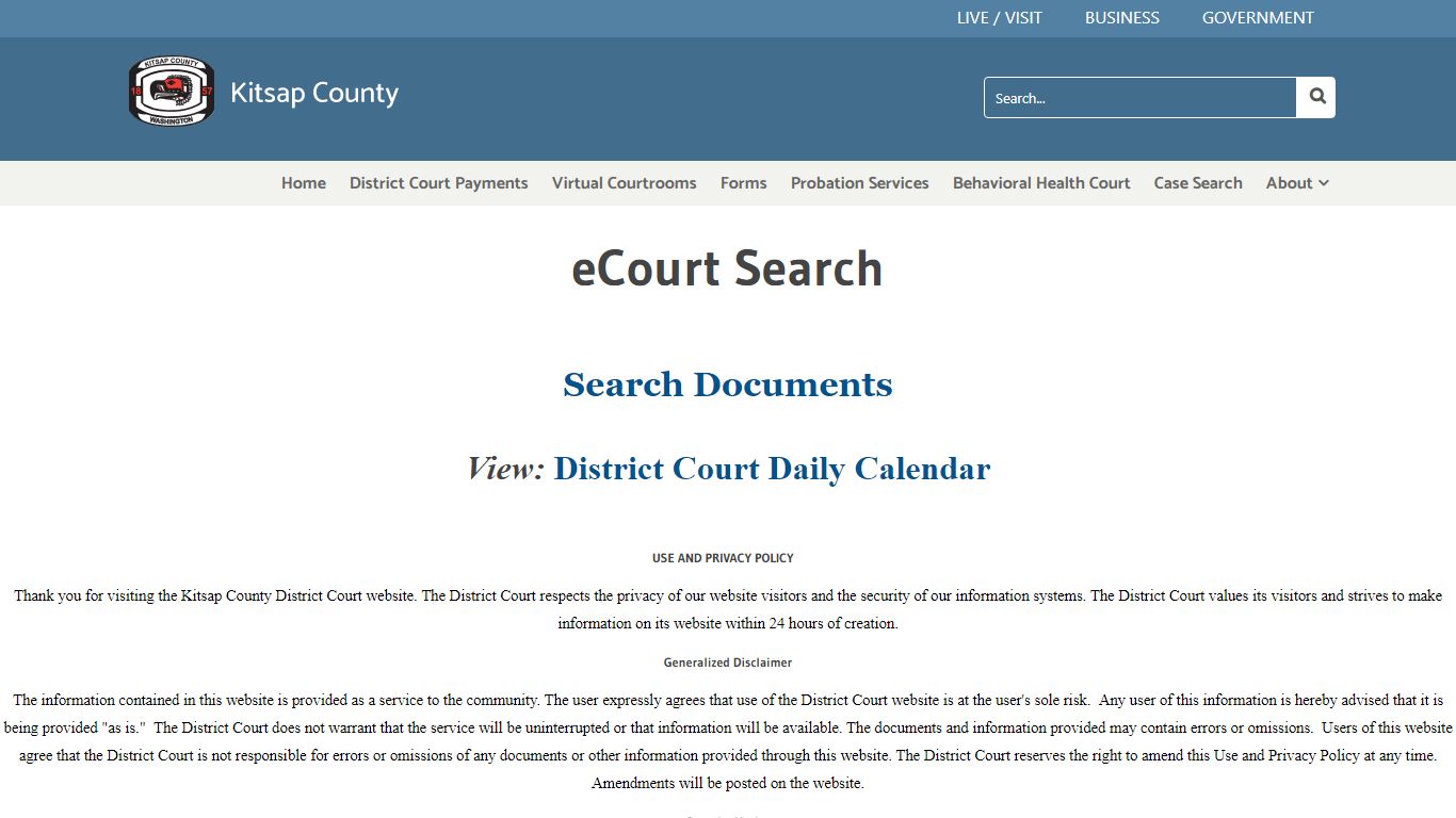 ecourtSearch - Kitsap County, Washington